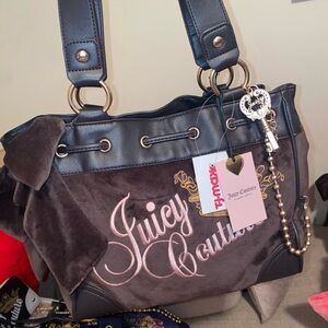 Juicy Couture Black and Brown Shoulder Bag